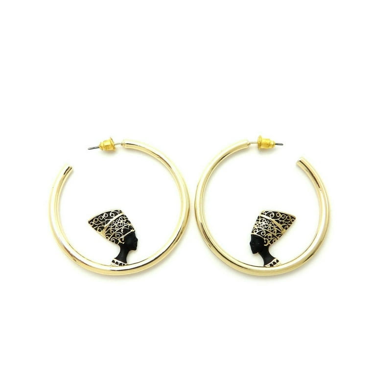 Women's Egypt Queen Nefertiti Pierced inches Open Hoop