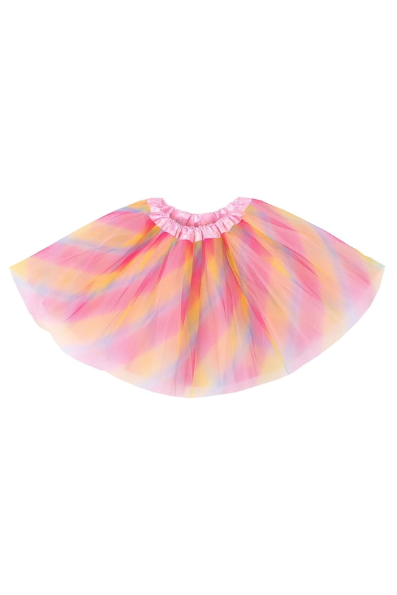 Women's Elastic 3 Layered Tulle Tutu Ballet Skirt Pride Tutu, Rainbow