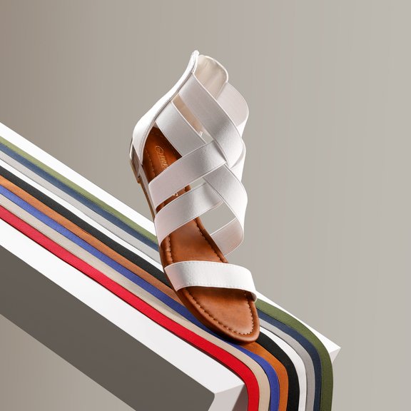 Women's Elastic Ankle Strap Sandals Lightweight Low Wedges Flats Sandals