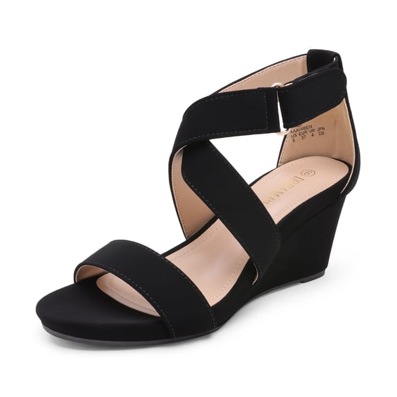 Women's Elastic Ankle Strap Wedge Sandals