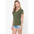 thumbnail image 1 of Women's Elastic Basic Summer Lightweight Tee Shirt Cap Sleeve V Neck Top, 1 of 7