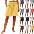 thumbnail image 1 of Women's Elastic Drawstring Casual Pajama Shorts, Regular Waist Loose Fit Comfy Loungewear Shorts with Side Pockets, Lightweight Breathable Sleep Shorts for Home Workout Daily Wear S-3XL, 1 of 7