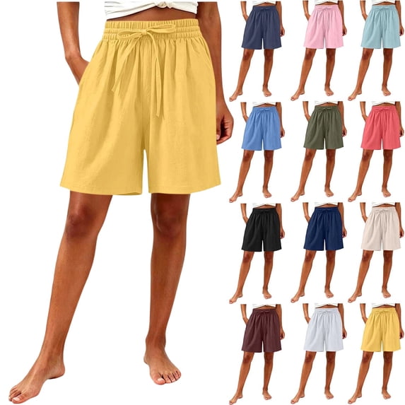 Women's Elastic Drawstring Casual Pajama Shorts, Regular Waist Loose Fit Comfy Loungewear Shorts with Side Pockets, Lightweight Breathable Sleep Shorts for Home Workout Daily Wear S-3XL
