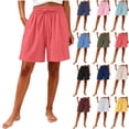 thumbnail image 1 of Women's Elastic Drawstring Casual Pajama Shorts, Regular Waist Loose Fit Comfy Loungewear Shorts with Side Pockets, Lightweight Breathable Sleep Shorts for Home Workout Daily Wear S-3XL, 1 of 7