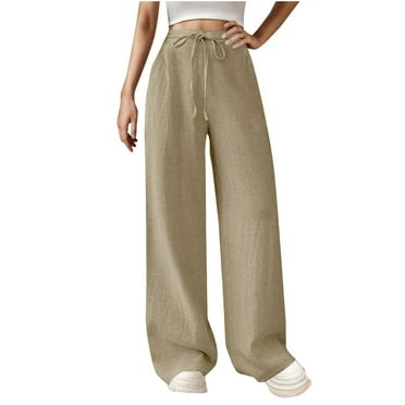 Women's Elastic Drawstring Waist Wide Leg Pants Loose Fit Sheer Cover Up Beach Pants Lounge with Pocket