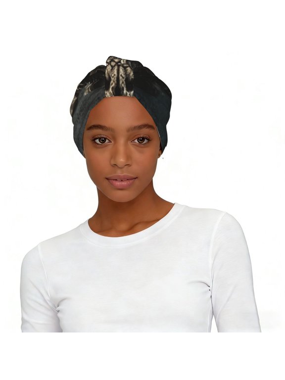 Women's Elastic Headscarf Hat Soft Stretchy Breathable Turban Cap , Cool Skull Head Gothic Death