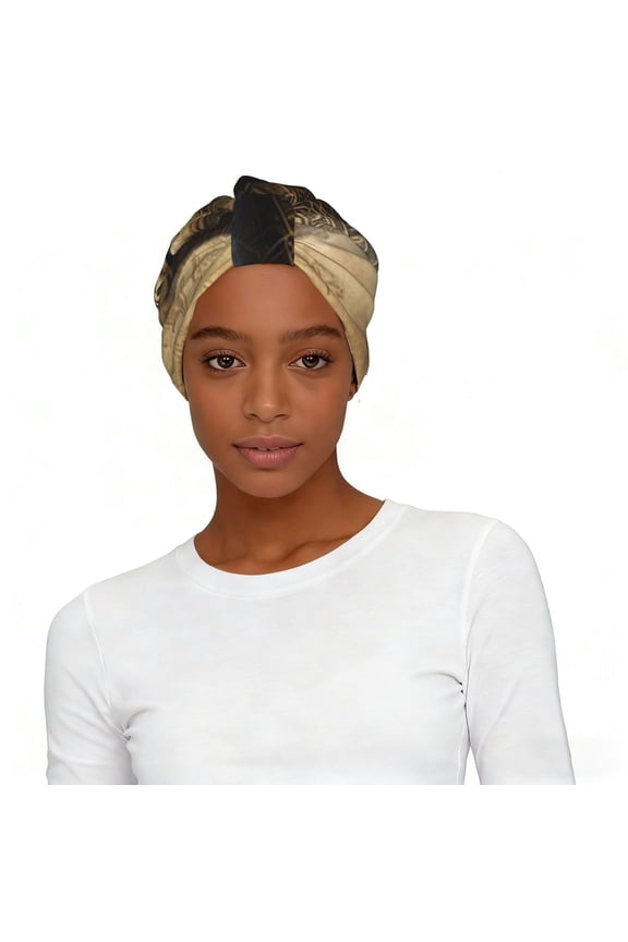 Women's Elastic Headscarf Hat Soft Stretchy Breathable Turban Cap , Egyptian Cats Hieroglyphs Vintage