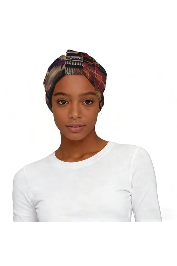 Women's Elastic Headscarf Hat Soft Stretchy Breathable Turban Cap , Guitar Music Graffiti Street Wall Art