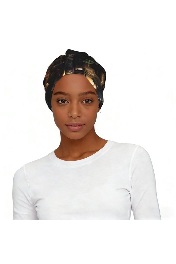 Women's Elastic Headscarf Hat Soft Stretchy Breathable Turban Cap , Library Books Magic Vintage Art