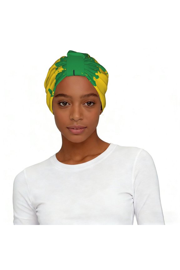 Women's Elastic Headscarf Hat Soft Stretchy Breathable Turban Cap , Rasta Flag Psychedelic Hippie