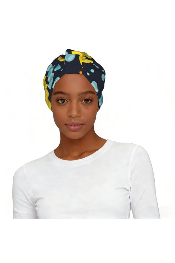 Women's Elastic Headscarf Hat Soft Stretchy Breathable Turban Cap , Rubber Ducks In Soap Bubbles