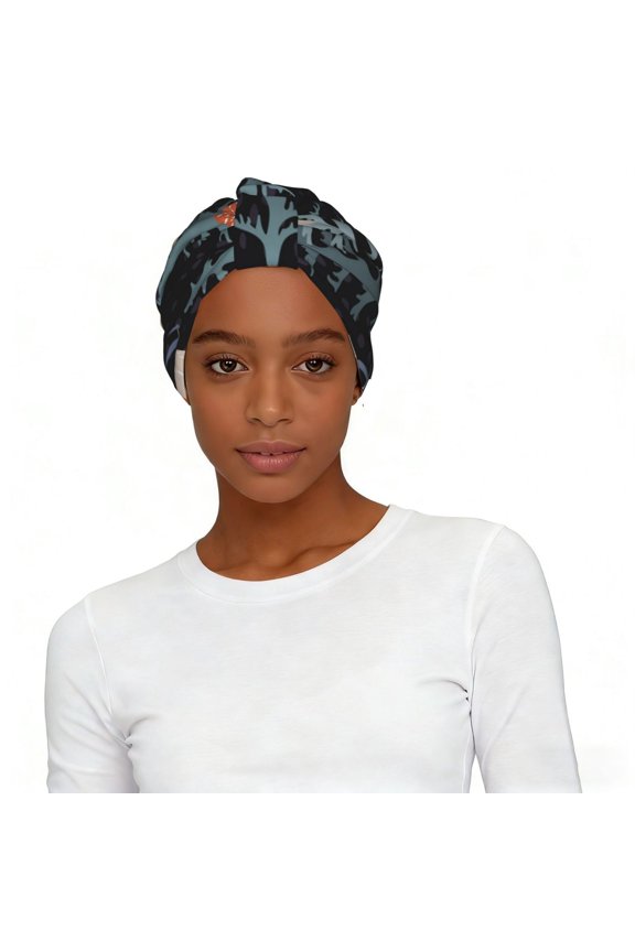 Women's Elastic Headscarf Hat Soft Stretchy Breathable Turban Cap , Tree Mushroom Magic