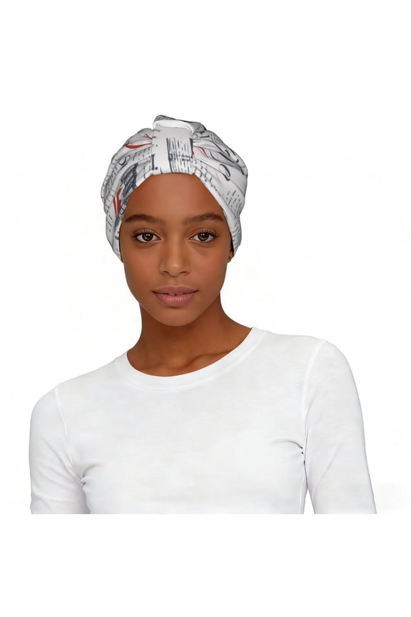 Women's Elastic Headscarf Hat Soft Stretchy Breathable Turban Cap , Uk And London British Vintage Newspaper