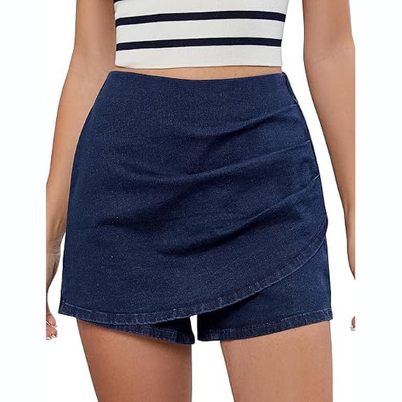 Women's Elastic High Waist Denim Shorts, Casual Loose Washed Jean Shorts with Pockets M