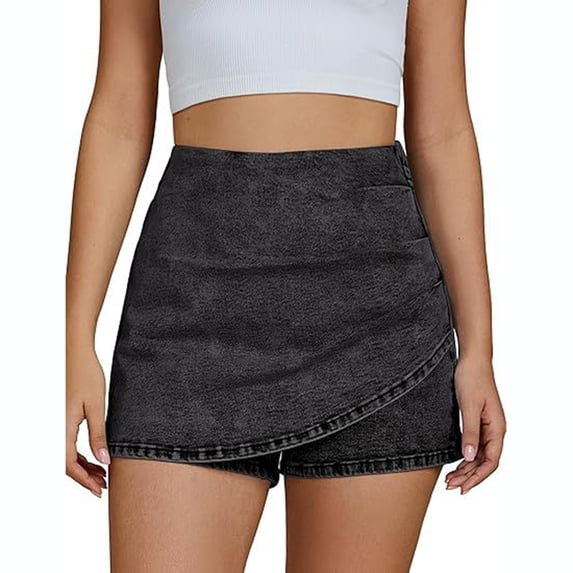 Women's Elastic High Waist Denim Shorts, Casual Loose Washed Jean Shorts with Pockets M