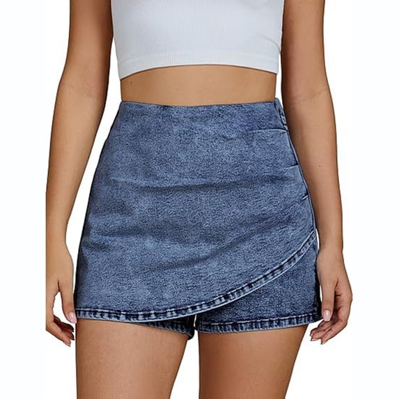 Women's Elastic High Waist Denim Shorts, Casual Loose Washed Jean Shorts with Pockets XL