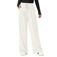 thumbnail image 1 of Women's Elastic High Waist Knit Wide Leg Pants, Casual Trousers with Pockets, Comfort Lounge Pants for Home, Travel and Daily Errands,White,M, 1 of 6