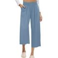 thumbnail image 1 of Women’s Elastic High Waist Sweatpants, Summer Wide Leg Lightweight Capris Pants, Fashion Comfy Straight Trousers, 1 of 5