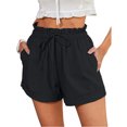 thumbnail image 1 of Women's Elastic High Waisted Drawstring Casual Lounge Shorts, Lightweight Summer Shorts with Side Pockets S, 1 of 5