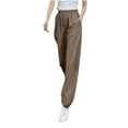 thumbnail image 1 of Women's Elastic High Waisted Palazzo Cuff-Bottom Long Pants Lounge Loose Fit Trousers With Pockets, 1 of 6