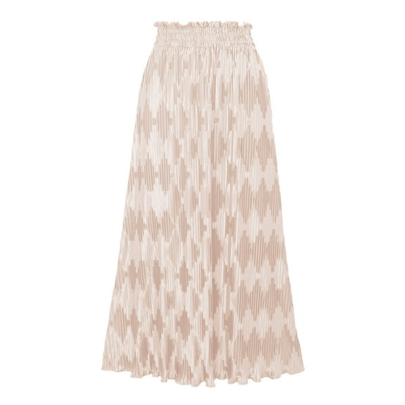 Women's Elastic High Waisted Velvet Long Skirts A Line Pleated Maxi Skirt Fall Winter Casual Trendy Diamond Skirts, Champagne S-2XL