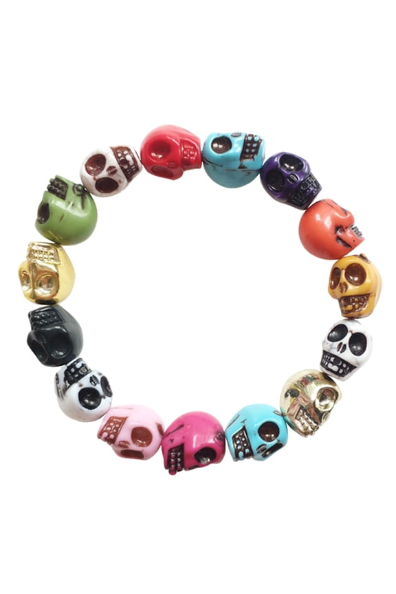 Women's Elastic Rope Prayer Bead Bracelet Colorful Skull Bracelet Jewelry Charms