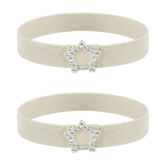 Women's Elastic Shoe Boots Straps with Rhinestone Star Buckle, Adjustable Ankle Boot Accessories for Sneakers & Heels (2 Pack) One Size Pentagram-Beige
