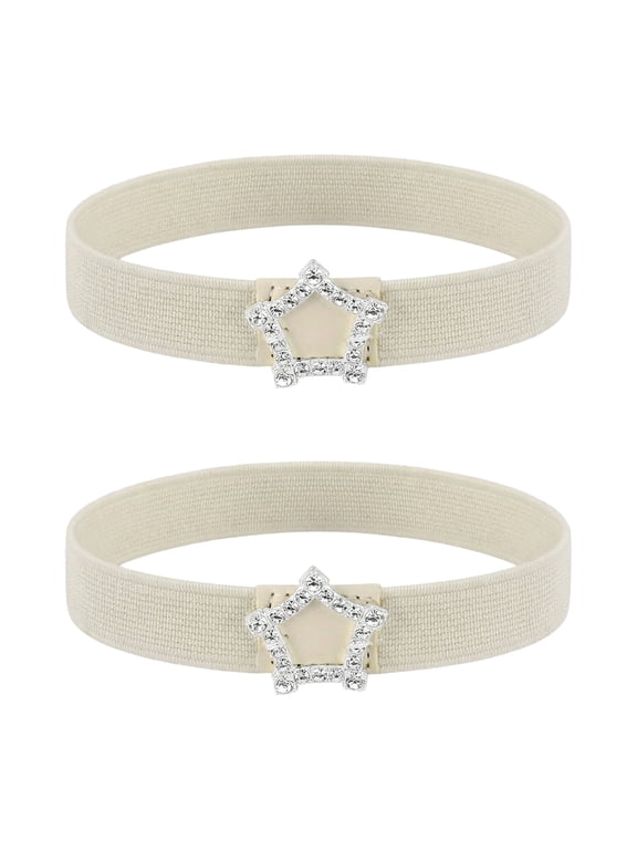 Women's Elastic Shoe Boots Straps with Rhinestone Star Buckle, Adjustable Ankle Boot Accessories for Sneakers & Heels (2 Pack) One Size Pentagram-Beige