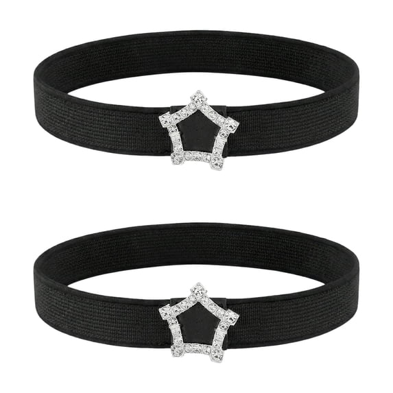 Women's Elastic Shoe Boots Straps with Rhinestone Star Buckle, Adjustable Ankle Boot Accessories for Sneakers & Heels (2 Pack) One Size Pentagram-Black