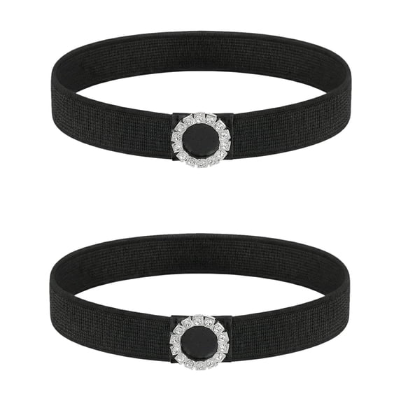 Women's Elastic Shoe Boots Straps with Rhinestone Star Buckle, Adjustable Ankle Boot Accessories for Sneakers & Heels (2 Pack) One Size Round-Black