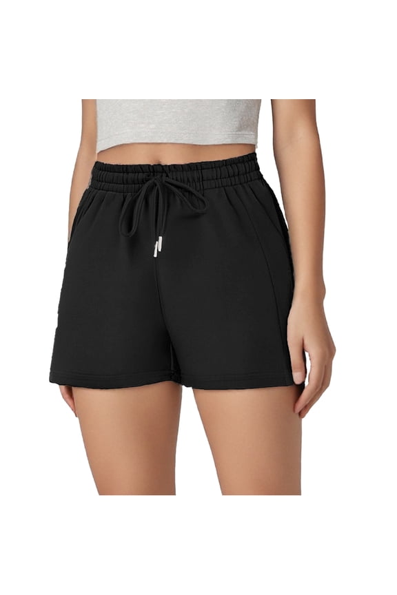 Women's Elastic Shorts With Drawstring Comfortable Training Shorts With Pockets