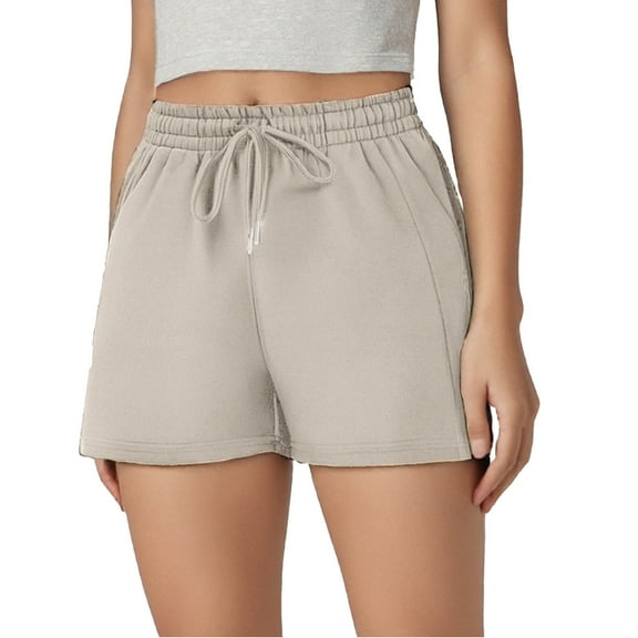 Women's Elastic Shorts With Drawstring Comfortable Training Shorts With Pockets