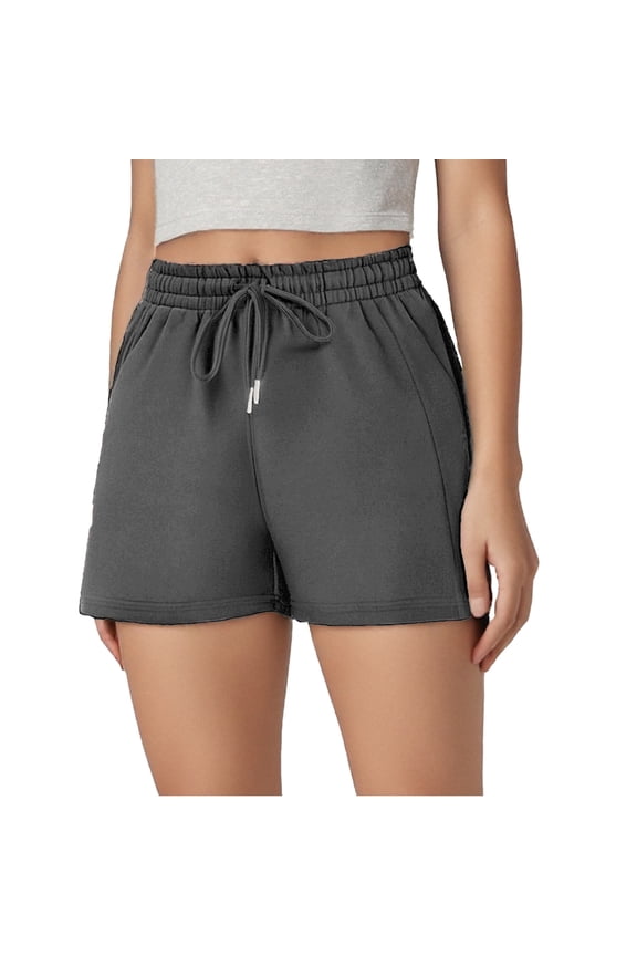 Women's Elastic Shorts With Drawstring Comfortable Training Shorts With Pockets