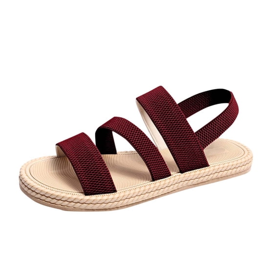 Women's Elastic Strap Platform Sandals - Comfortable Open Toe Footwear, Trendy Braided Rope Edge Design, Breathable Summer Beach Slides, Multi - Color Casual Walking Shoes, Versatile Daily Wear