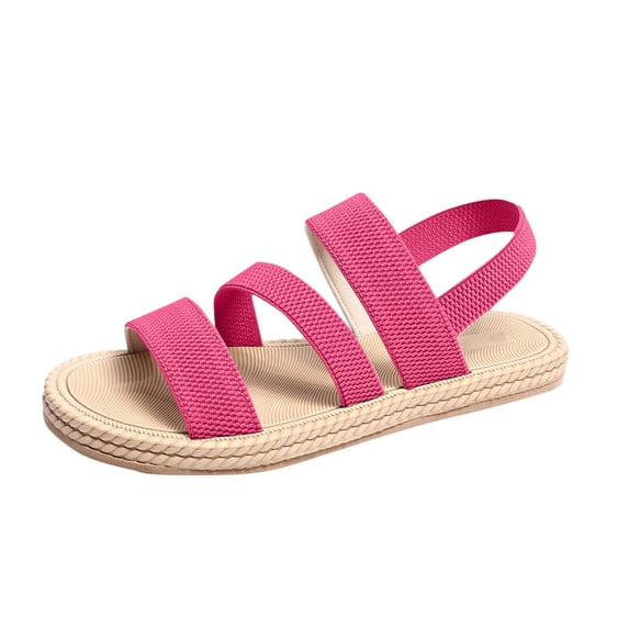 Women's Elastic Strap Platform Sandals - Comfortable Open Toe Footwear, Trendy Braided Rope Edge Design, Breathable Summer Beach Slides, Multi - Color Casual Walking Shoes, Versatile Daily Wear
