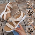 thumbnail image 1 of Women's Elastic Strap Wedge Sandals, Wide Width Round Toe Summer Beach Sandals, Soft Thick Bottom Breathable Casual Walking Shoes, Non-Slip Outdoor Platform Sandals, 1 of 9