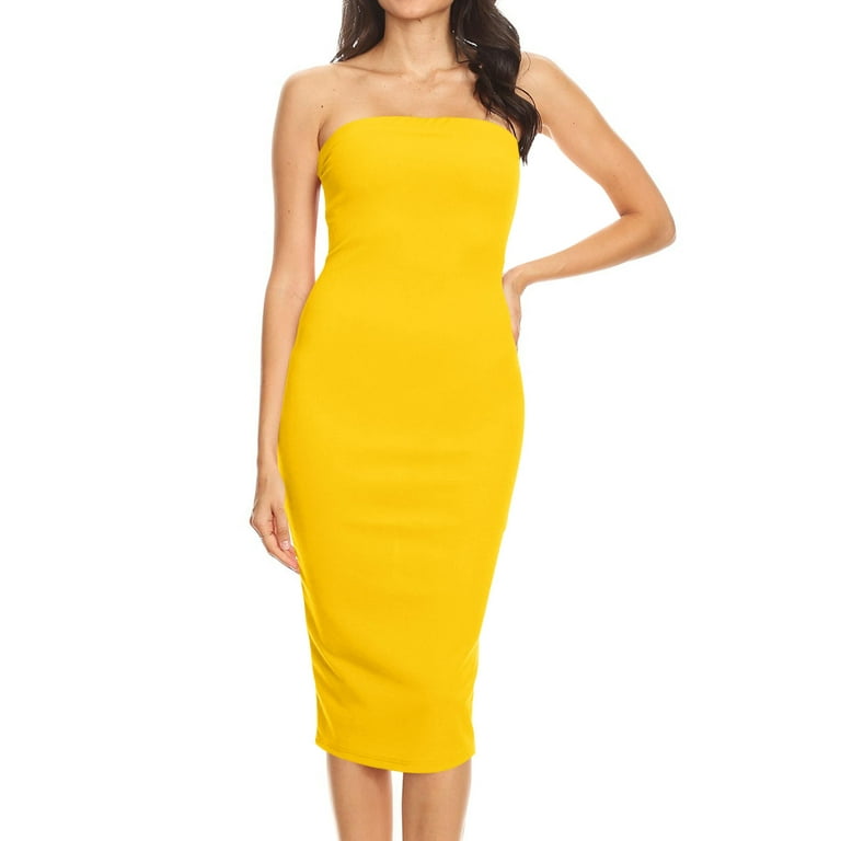 Women s Elastic Tube Top Strapless Basic Casual Solid Slim Bodycon