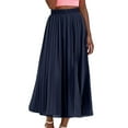 thumbnail image 1 of Women's Elastic Waist A Line Pleated Chiffon Culottes - High Waist, Loose Fit - Stretchable Polyester for Casual/Home Wear with Multi-Size Range, 1 of 3