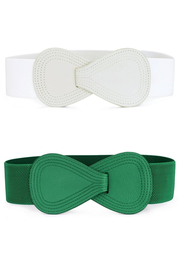 Women's Elastic Waist Belt Interlock 8-shaped Buckle Stretchy Belts