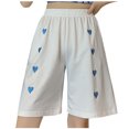 thumbnail image 1 of Women's Elastic Waist Casual Loose Summer Bermuda Shorts with Pockets Heart Embroidery Print Baggy Comfy Lounge Shorts, 1 of 5