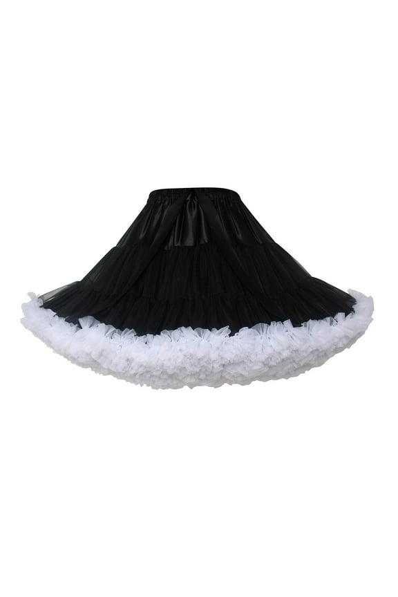 Women's Elastic Waist Chiffon Petticoat Puffy Tutu Tulle Skirt Princess Ballet Dance Pettiskirts Underskirt