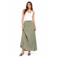 thumbnail image 1 of Women's Elastic Waist Crinkle Woven Long Skirt with Tie Detail, Casual Flowy Maxi Skirt Olive S, 1 of 5