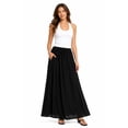 thumbnail image 1 of Women's Elastic Waist Crinkle Woven Long Skirt with Tie Detail, Casual Flowy Maxi Skirt Black L, 1 of 5
