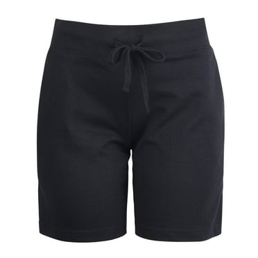 Women's Elastic Waist Drawstring Jersey Shorts with Pockets, Black M, 1 Pack