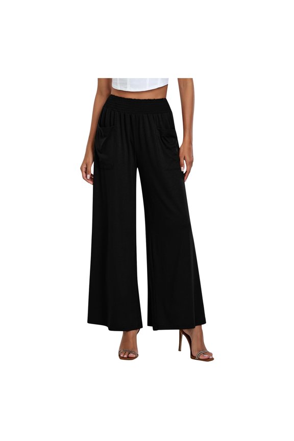 Women's Elastic Waist High Waist Micro Spicy Pants Loose Casual Long Belt Pocket