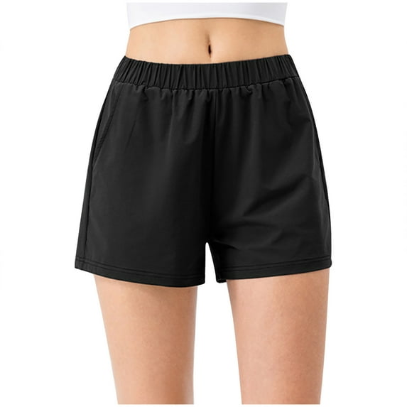 Women's Elastic Waist Knee Length Casual Cotton Shorts with Drawstring