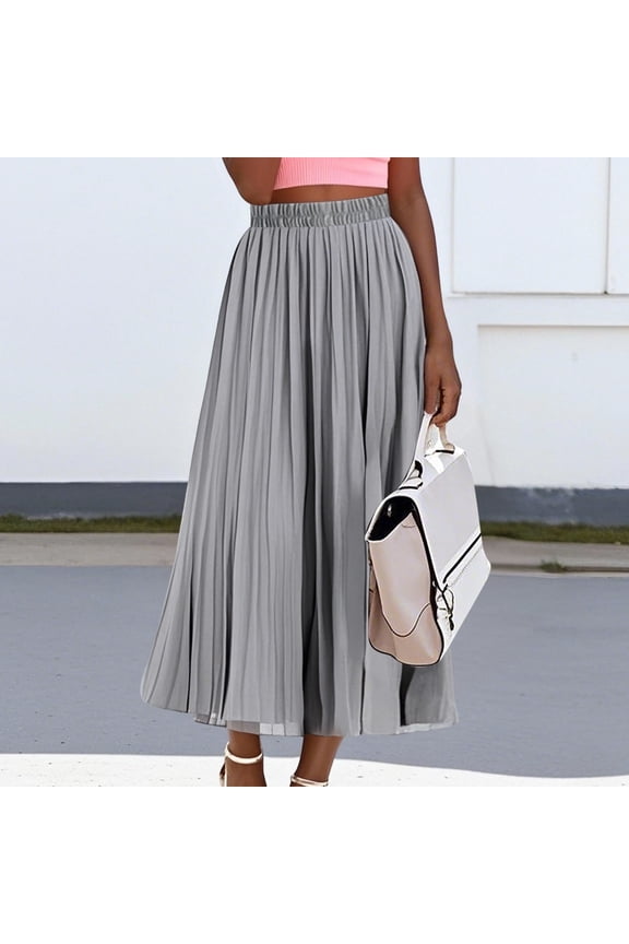 Women's Elastic Waist A Line Pleated Chiffon Cropped Wide Leg Pants Culottes Women Casual Summer Pants Two Piece Pants Set for Women Casual Sweatpants Stretchy Pants for Women Casual Pant for Women