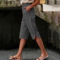 thumbnail image 1 of Women's Elastic Waist Linen Capris Pants Loose Fitting Casual Summer Cropped Trousers with Slit Hem & Pockets Dark Gray XXL, 1 of 9