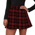 thumbnail image 1 of Women's Elastic Waist Plaid Pleated Skirt Tartan Skater School Uniform Mini Skirts, 1 of 6