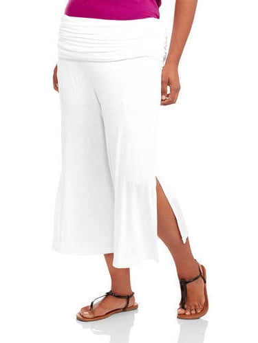 Women's Elastic-Waist Plus Size Stretch Capri Pants - Walmart.com